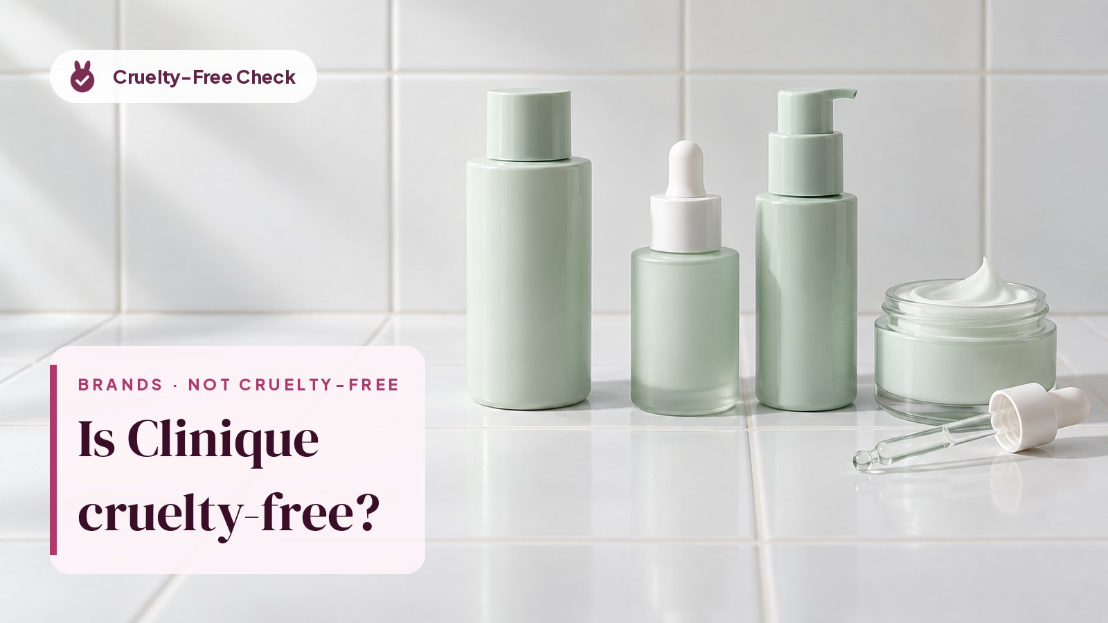 Unbranded makeup still life, illustration for the Clinique cruelty-free check (no Clinique products shown)