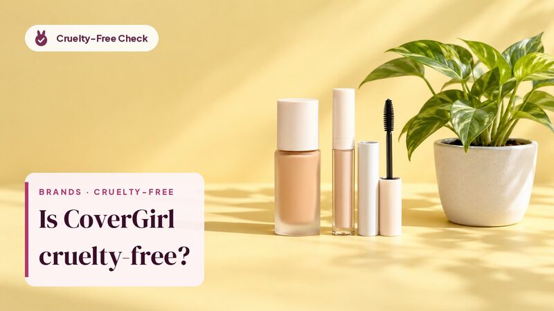 Unbranded makeup still life, illustration for the CoverGirl cruelty-free check (no CoverGirl products shown)