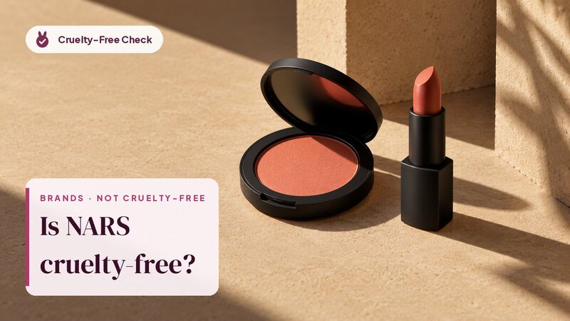 Unbranded makeup still life, illustration for the NARS cruelty-free check (no NARS products shown)