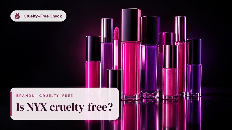 Unbranded makeup still life, illustration for the NYX cruelty-free check (no NYX products shown)