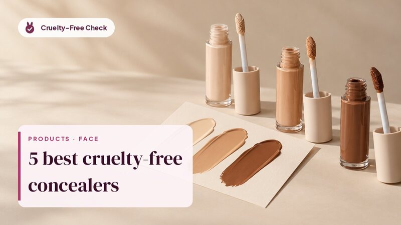 Unbranded liquid concealer bottles in light to deep shades with swatches, illustrating cruelty-free Concealer picks